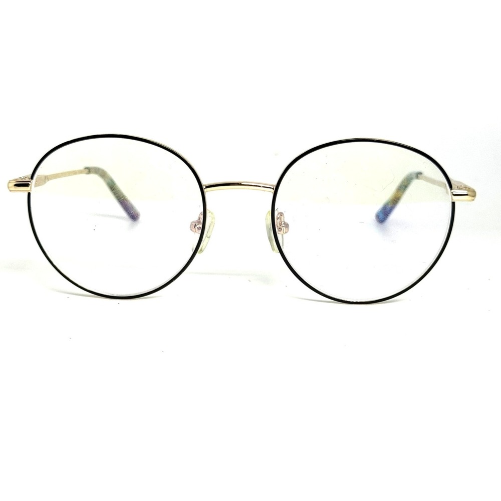 Enhance 4251 Round Eyeglass Frames Gold Black 51-19-142 Multi Color Tips
